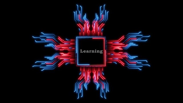 Machine learning artificial intelligence cpu chipset digital animation graphics.