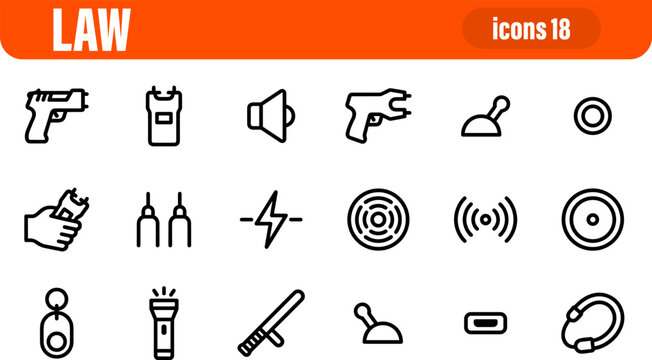 Law Enforcement and Security Gear Icon Set