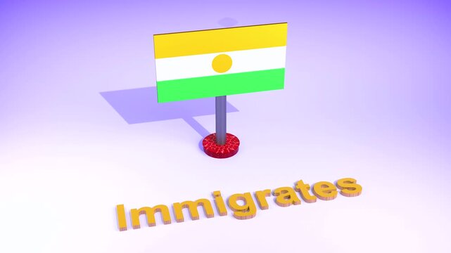 3D Render Niger Flag With Texts GDP, Immigrants, Inflation, Passport, Resident, Trade, Tax