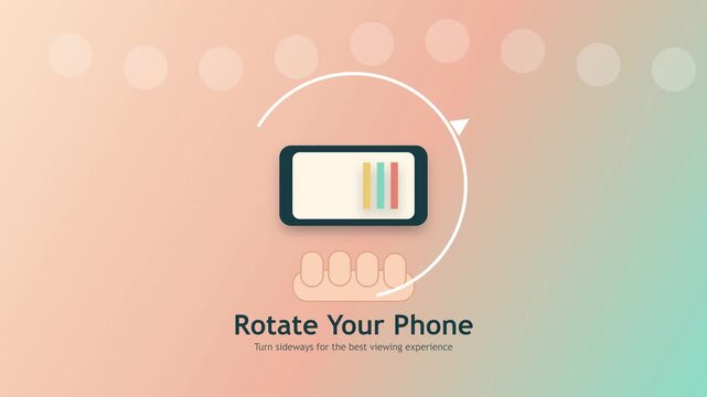 Smartphone screen rotation instruction graphic with hand turning device sideways for landscape view