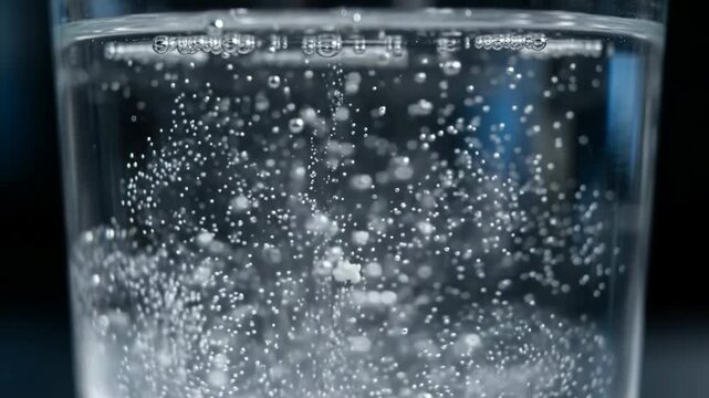 White supplement powder dissolving in a glass of water macro