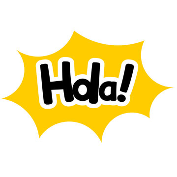 Yellow white explosion hola comic style greeting design element