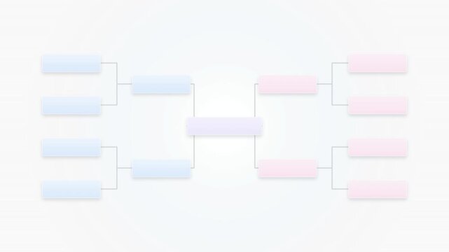 Tournament bracket animation showing playoff competition match ups on a clean white background