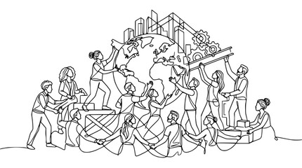 Obraz premium Diverse people building a sustainable future with renewable energy and technology