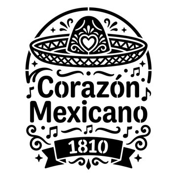 Corazon Mexicano Ornate Sombrero Badge