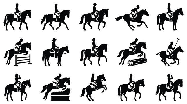 Horse Riding Silhouettes Equestrian Jumping