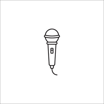 a handheld microphone with cord and button detail, stylized illustration symbolizing audio recording, singing, public speaking, and broadcasting