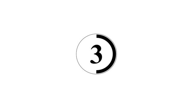 5 second countdown animation, digital circular timer on transparent background, featuring a full 0 to 5 seconds countdown, version Movies start intro 0 1 2 3 4 5 countdown