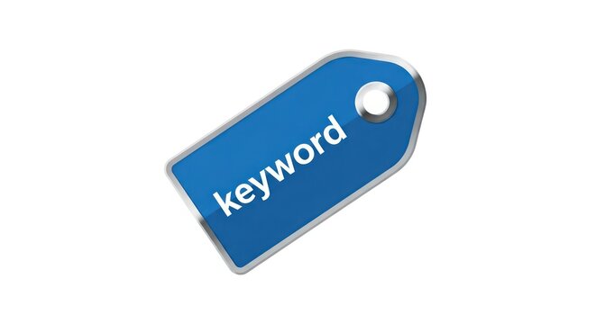 Blue tag with keyword text.