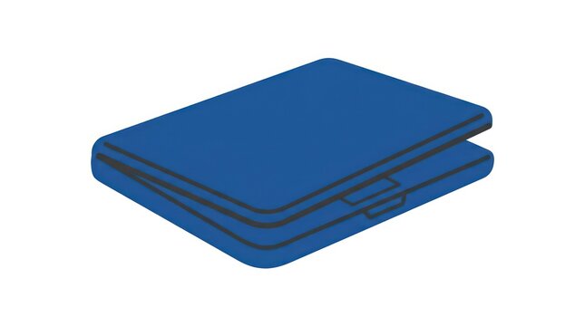 Blue hard shell protective case for electronic devices or glasses isolated on white background.