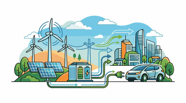 Sustainable energy flows from renewables to urban electric vehicle charging