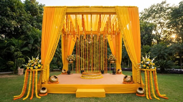 Indian Haldi stage decoration wedding culture