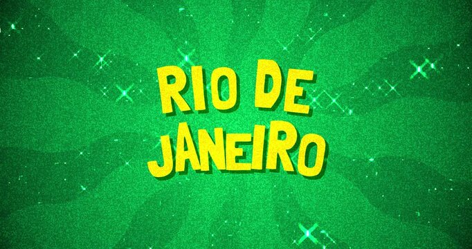Rio de Janeiro text - Brazil Colors glitter background