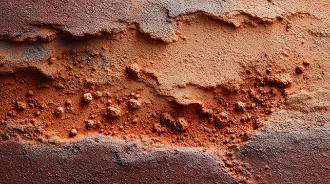 Terracotta mineral texture with rough and aesthetic surface showing natural earthy tones and granular details in close up view