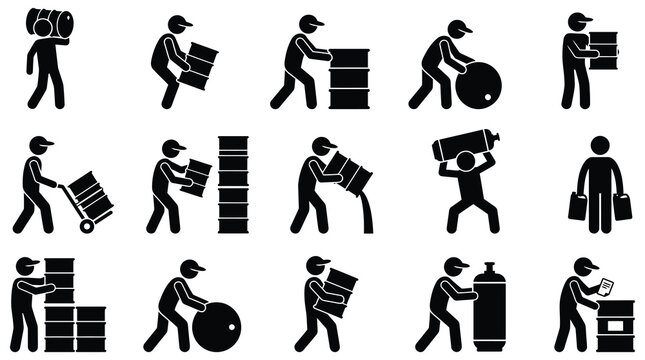 Black silhouettes of people moving furniture and boxes