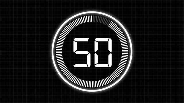 Minimal countdown timer animation from 55 to 0 seconds. Round circle 55 seconds countdown, Modern flat design with animation. circle countdown animation for special deal Promotions. 4k video