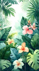 Tropical Flora Watercolor.