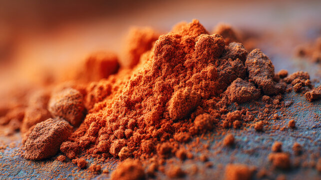 Terracotta mineral powder with aesthetic texture and warm earthy tones creating natural and artistic close up composition