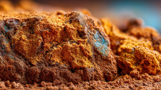 Terracotta mineral texture with rough surface and aesthetic natural earthy tones in close up detail