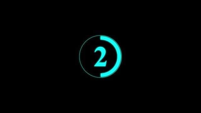 5 Second Transparent Countdown Timer Animation Big to Small Numbers. Digital 5 to 0 Countdown with Alpha Channel Transparent Background