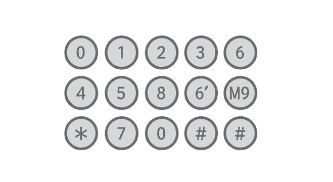 Telephone keypad buttons numbers.