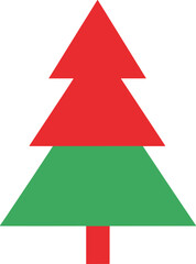 Obraz premium Stylized simple christmas tree illustration green red geometric flat vector