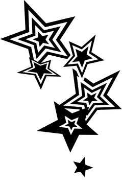 Black White Cluster Stars Illustration, Cyberpunk star design, Retro Falling Star Decorative Element