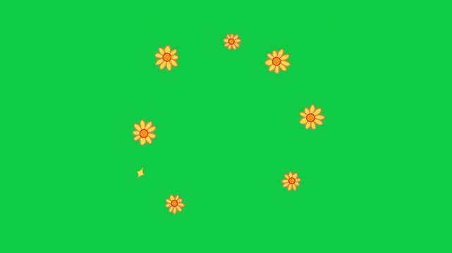 Decorative Flower Circle Motion on Green Background