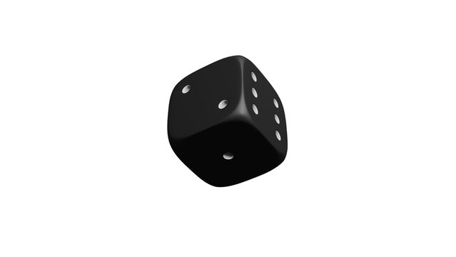 Black Die Floating on White Background