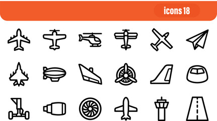 Aircraft and aviation transportation icon set © liubomir118809