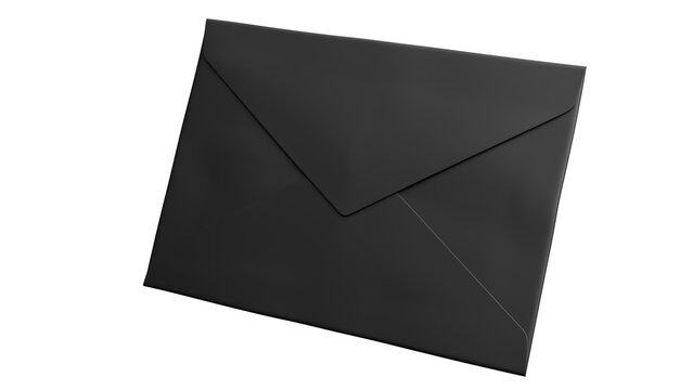 Black Envelope on White Background