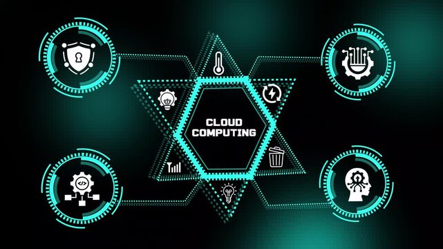 Cloud computing concept with enterprise digital infrastructure, intelligent data processing, scalable platforms and secure connected technology.