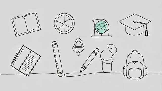 Paper Cut School Supplies Pop Up from an Open Notebook