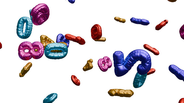 Colorful Inflatable Letter Balloons on White Background