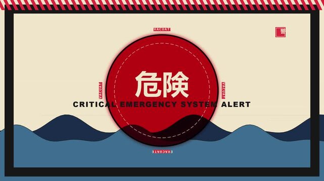 Critical Emergency Alert System Displaying Danger Warning in Japanese