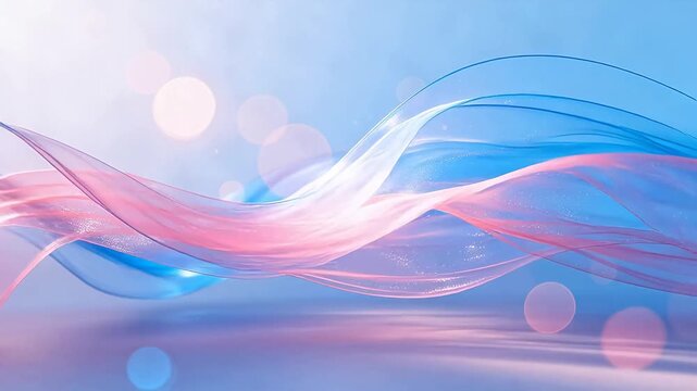 Flowing fabriclike forms in blue and pink