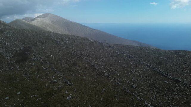 Drone flight in Albania, near Orikum, spring time