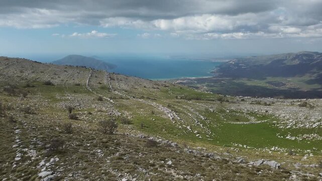 Drone flight in Albania, near Orikum, spring time