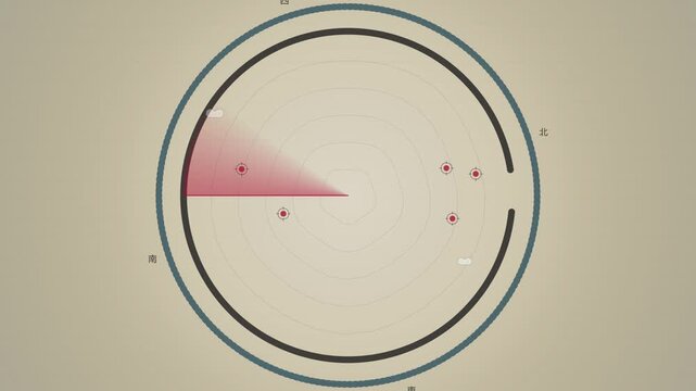 Digital Radar Screen Scanning Targets with Rotating Sweep Animation