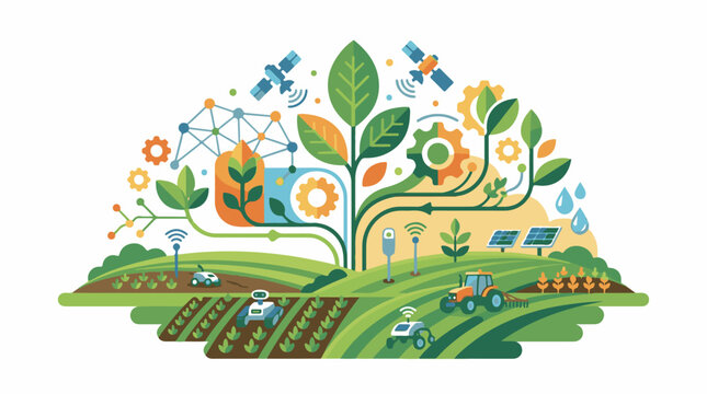 Smart agriculture with robots AI satellites and solar power