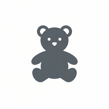 A simple and charming graphic icon representing a classic teddy bear, perfect for symbolizing childhood, comfort, and play