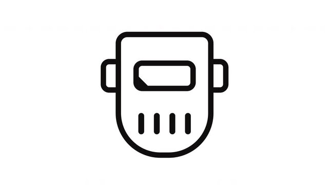 Welding Mask Helmet Line Art Icon Looping Animation for Industrial Metalwork Concept