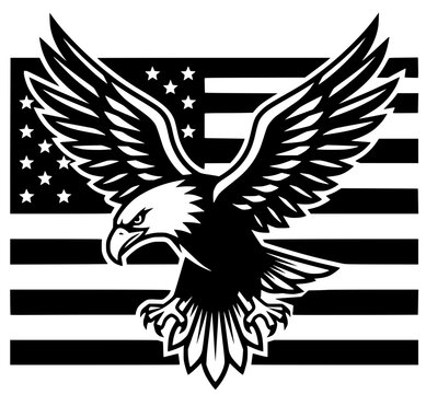 American Bald Eagle with USA Flag SVG - Patriotic Eagle Vector Illustration