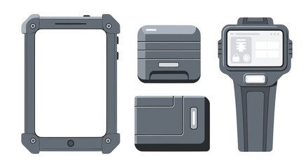Rugged industrial handheld device and hardware vector set © Ibnu