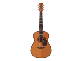 Naklejka premium Classic wooden acoustic guitar vector illustration isolated on white.