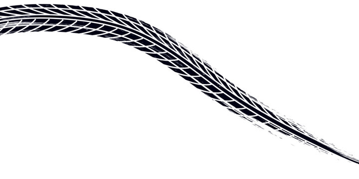 Black tire marks on road, Black rubber tire marks and tread marks, Tire trace track wheels texture and background, Auto tire tread grunge