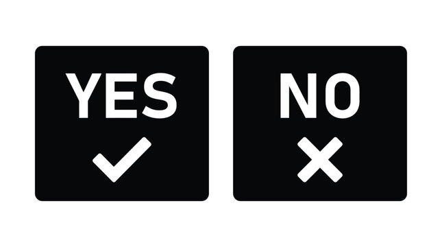 Yes and no signs with check and cross marks black silhouette