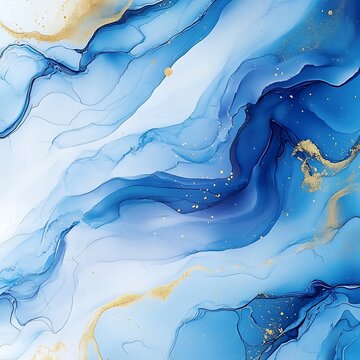 Abstract alcohol ink flow with gold accents fluid art background
