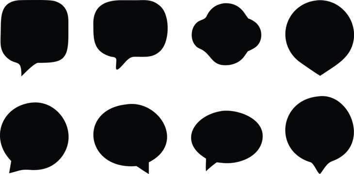 Collection of Speech Bubbles in Various Shapes and Sizes for Communication