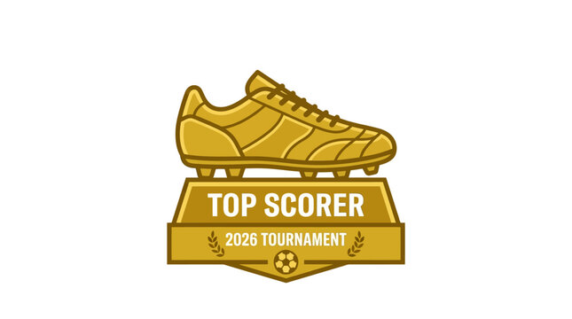 Golden trophy showcases soccer shoe on pedestal with top scorer 2020 tournament